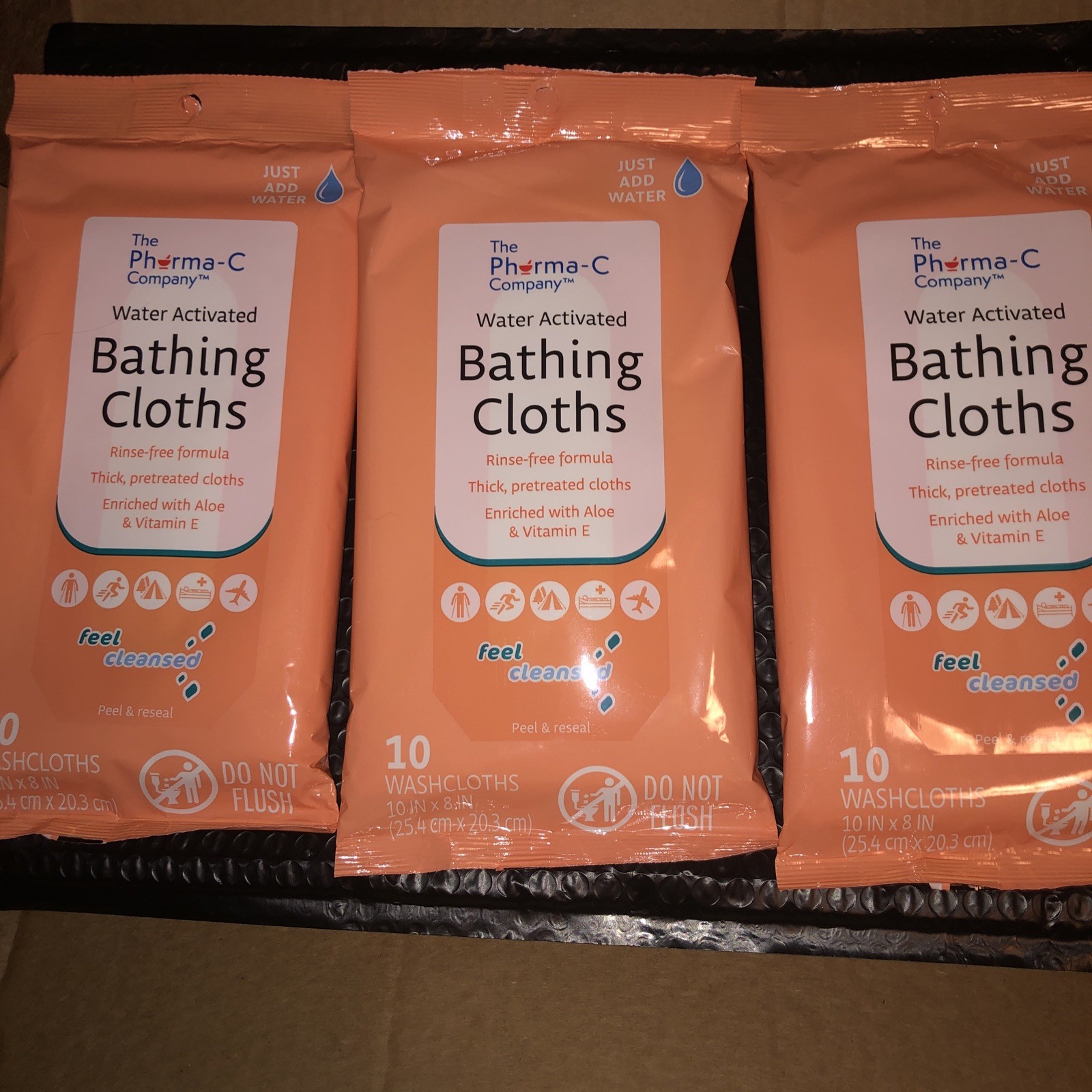3 The Pharma-C Company Water-Activated Bathing Cloths (3 Packs of 10 cloths)