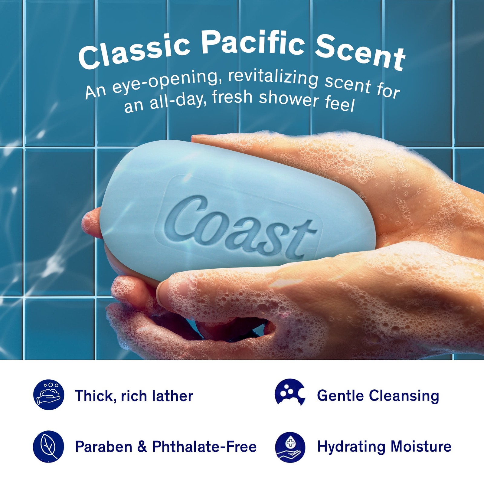 Refreshing Deodorant Bar Soap, for All Skin Types, Classic Scent, 3.2 Oz, 8 Bars