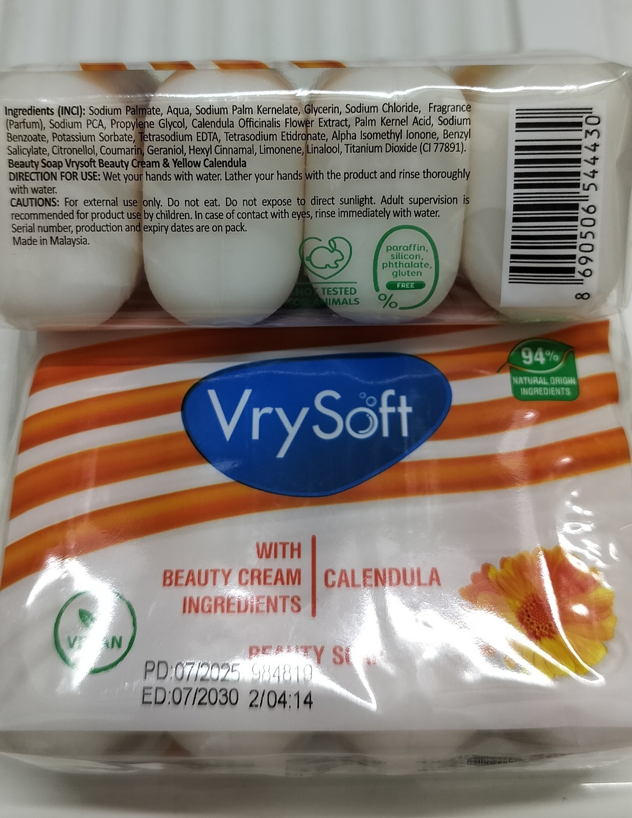 2 Packs VrySoft Beauty Soap Calendula 4 Bars Each 8 Total VEGAN Natural