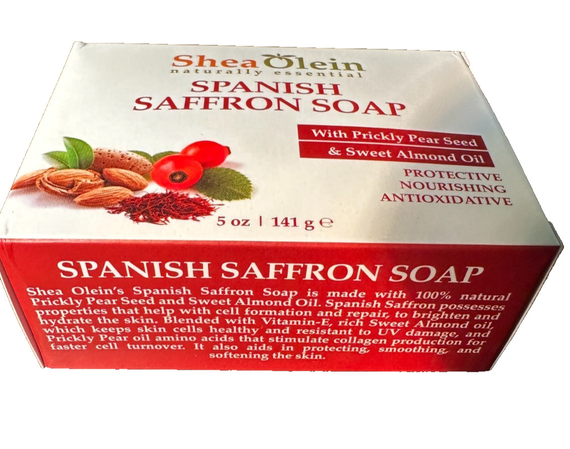 Shea Olein Spanish Saffron Soap with Prickly Pear Seed & Sweet Almond Oil 6 bars
