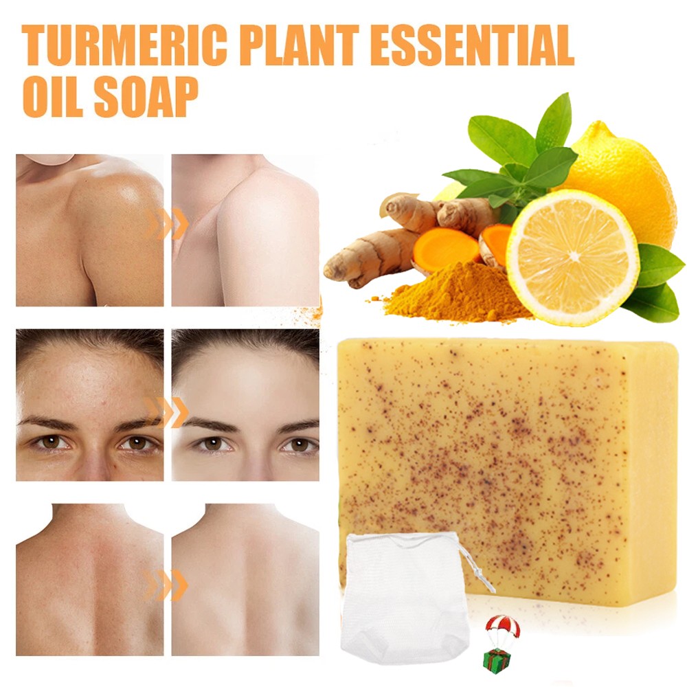 1~5PCS Turmeric Lemon Soap Face & Body Dark Spot Whitening Skin Lightening 100g