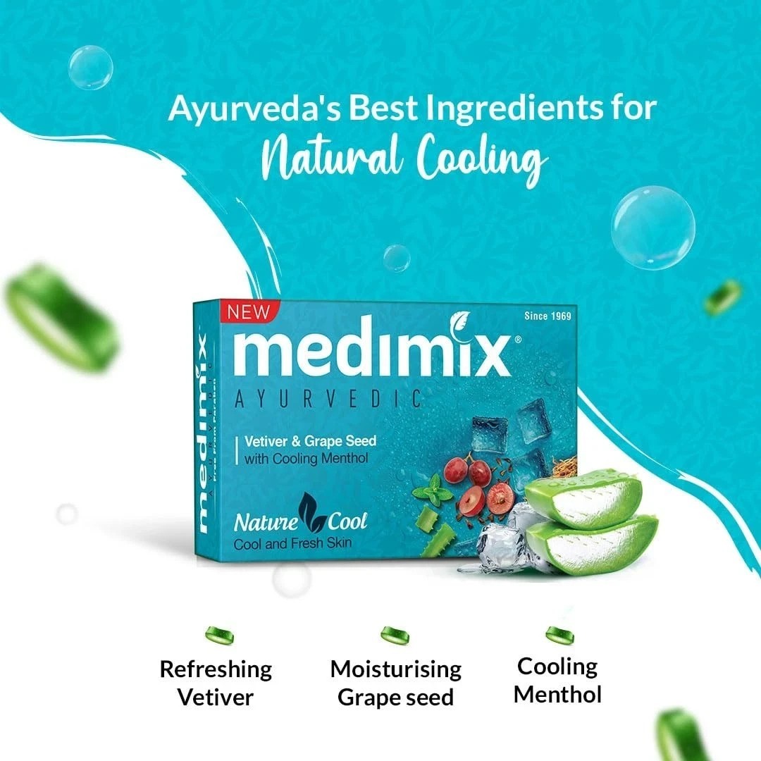 Medimix Ayurvedic Cool Bathing Soap Pack of 5x125g Each Packs For Unisex j186