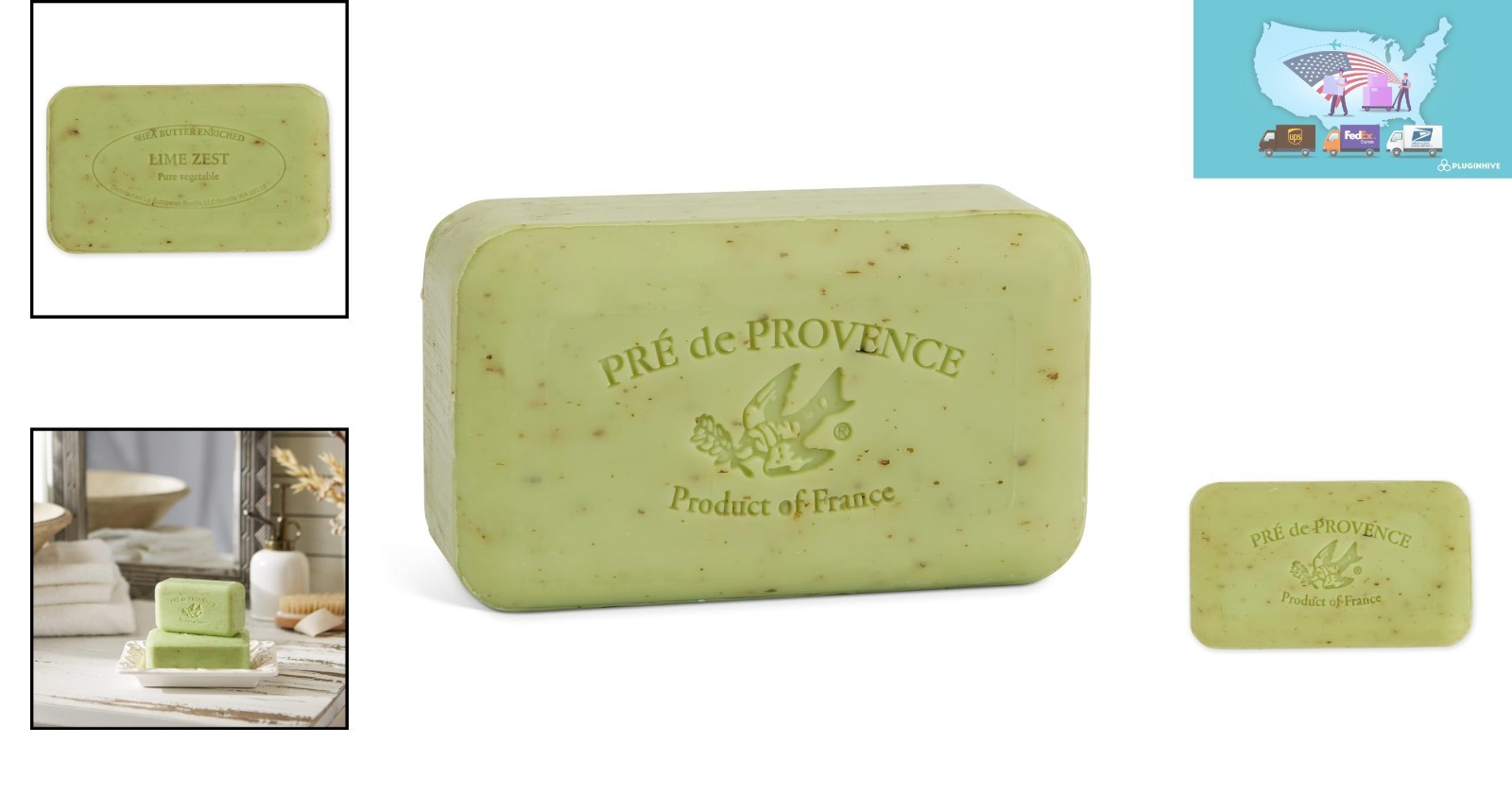 Natural French Artisanal Soap, Quad Milled for Moisturizing Rich Lather, 5.3 oz