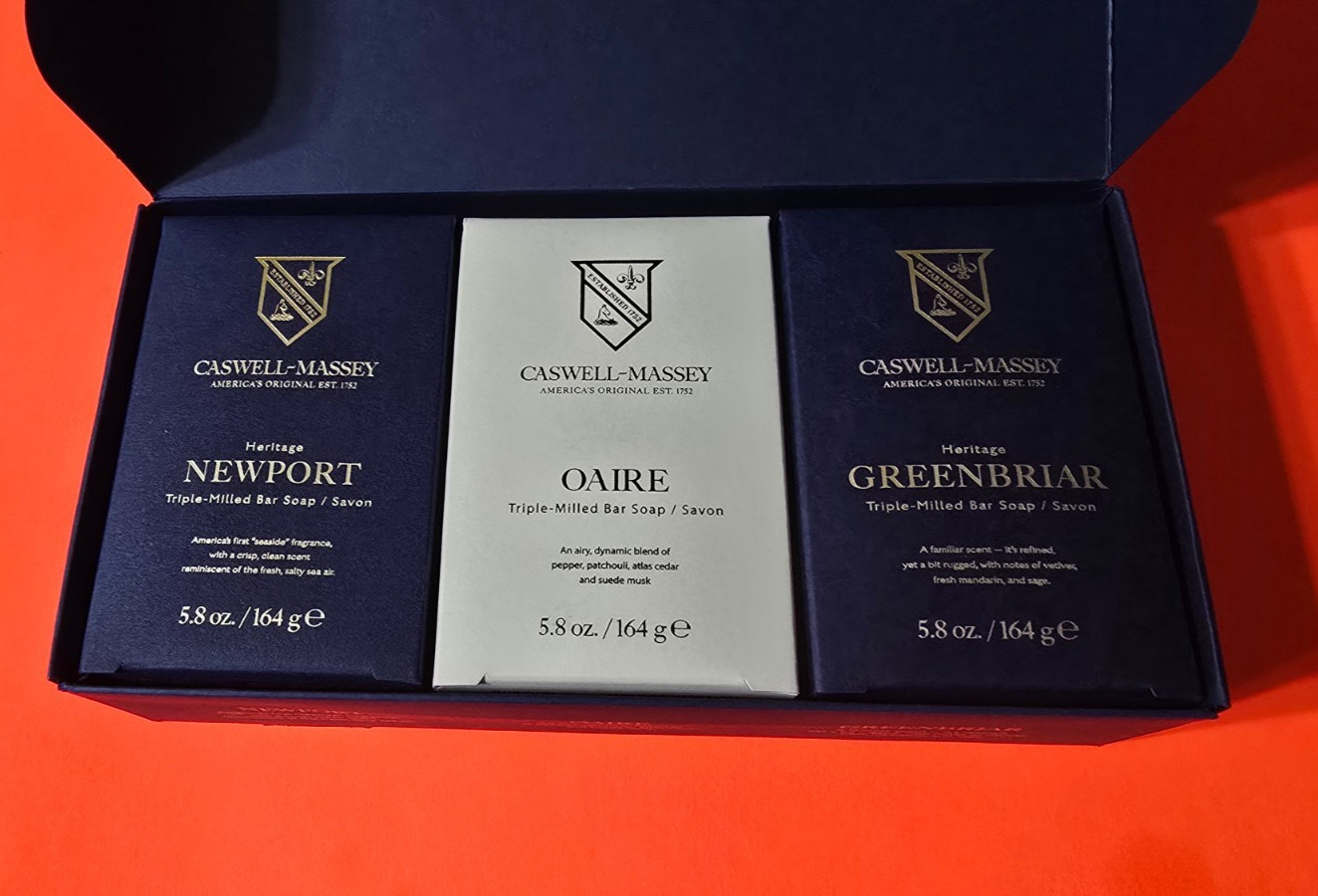 Caswell Massey Heritage Classic Triple-Milled Three Soap Gift Set In Box NEW