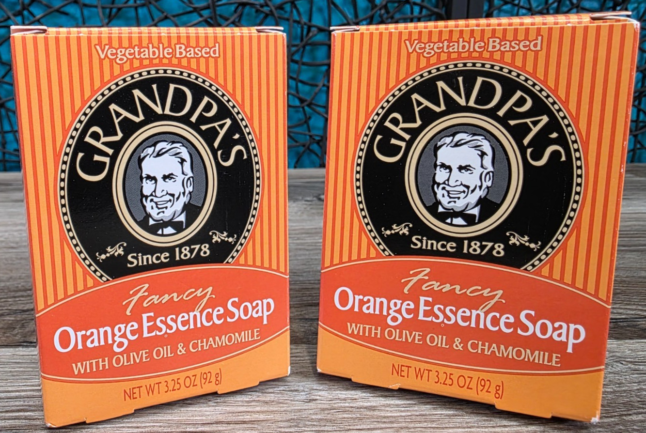 Grandpa’s Fancy Orange Essence Vegetable Based Soap 3.25 oz. LOT OF 2 BARS NEW