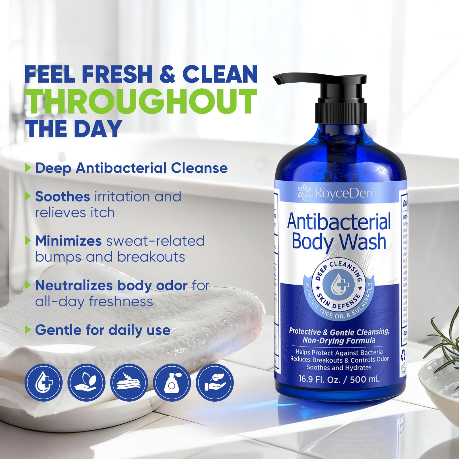 Roycederm Antibacterial & Antifungal Body Wash (16.9 16.9 Fl Oz (Pack of 1)