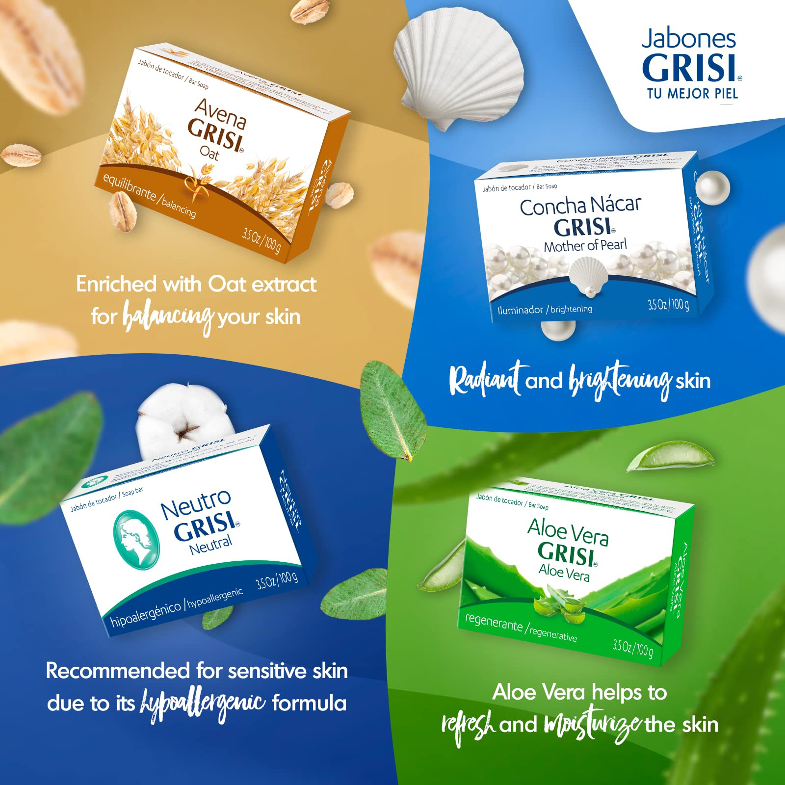 Grisi Neutral Soap Pack of 6 Hypoallergenic Makeup Remover for Sensitive Skin