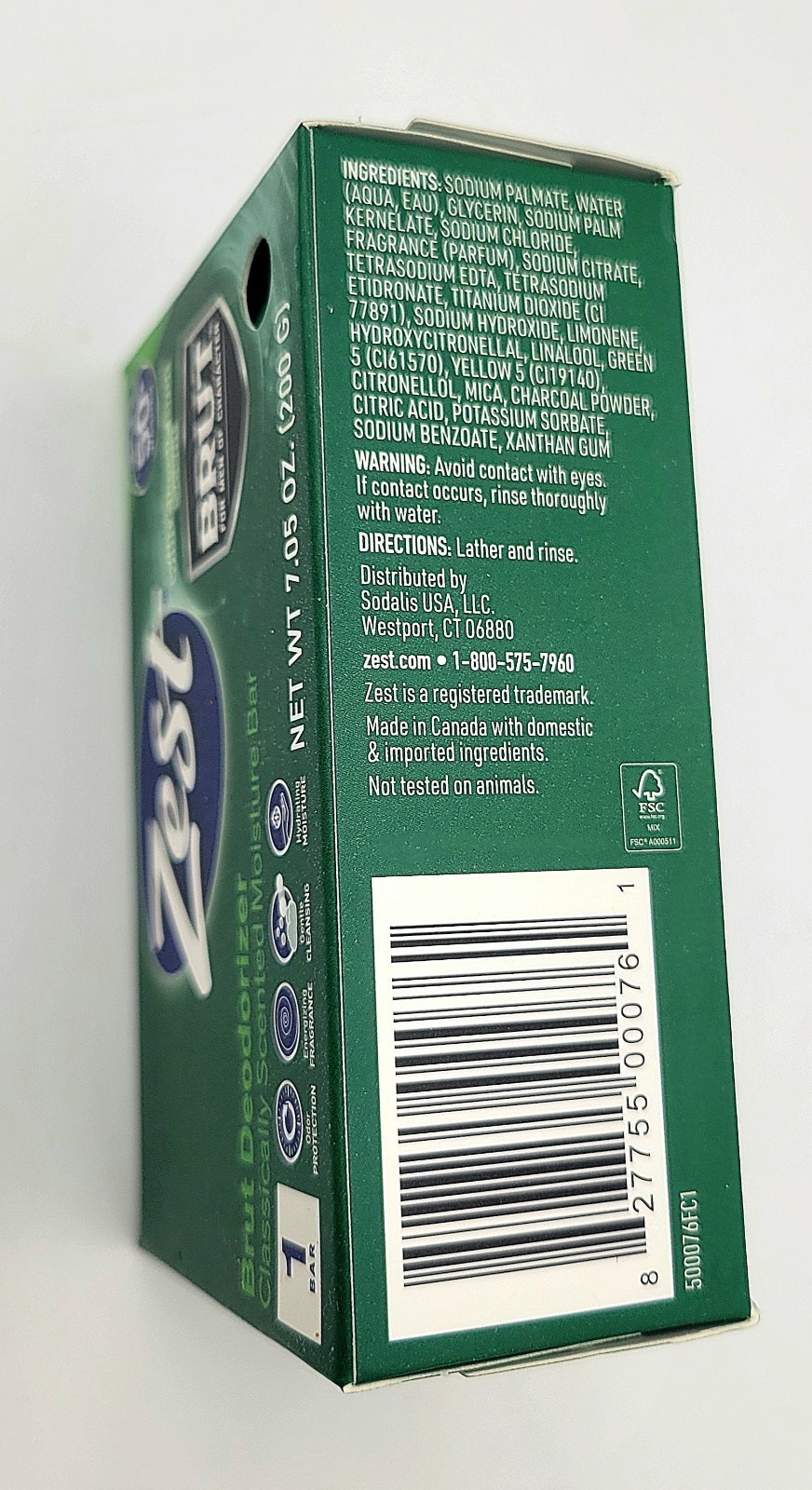 6 Zest Classic Brut Scent Deodorizer Soap Bars 7.05 oz Each Bar NEW (6 BARS)