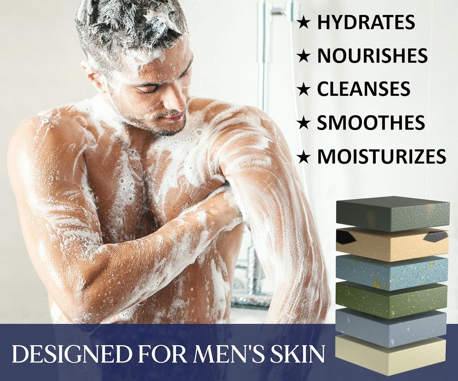 Men’s Cologne Collection Bar Soap – & Chemical-Free, Handmade, 6 x 5 oz