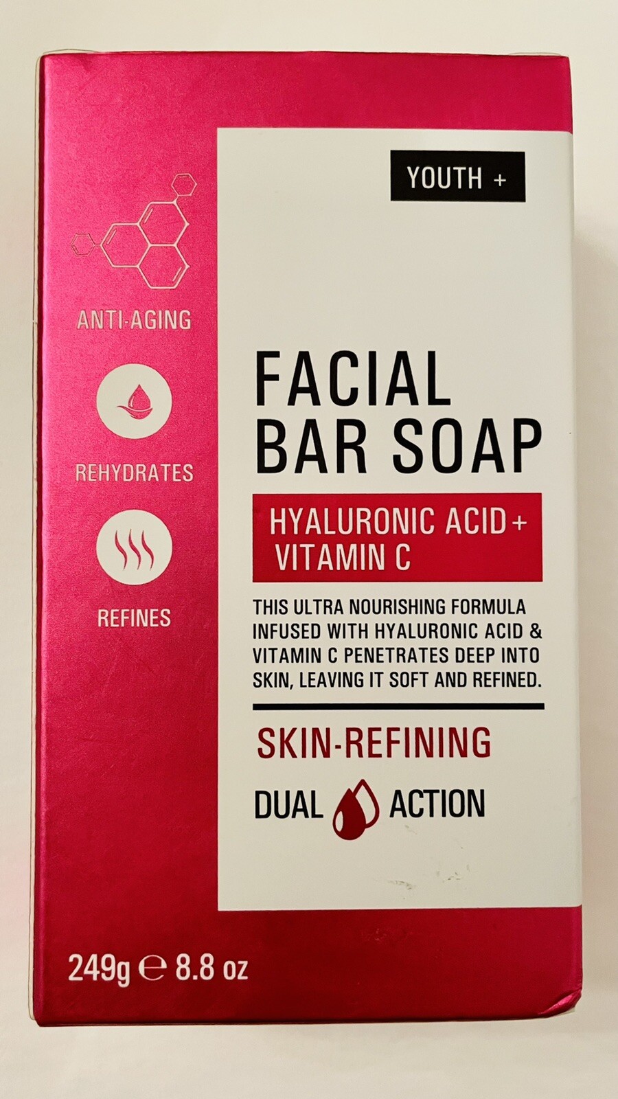 Facial Bar Soap With Hyaluronic Acid Plus Vitamin C.