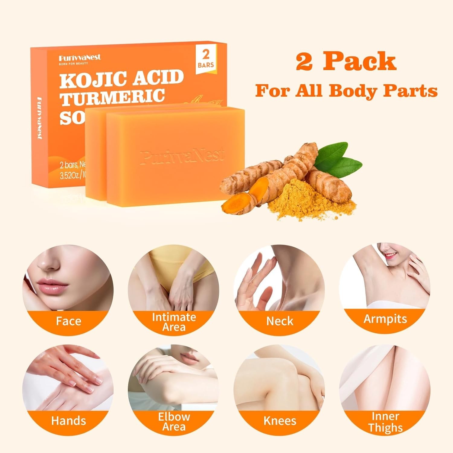 Turmeric Kojic Acid Soap Bar with Vitamin C & Shea Butter – Brightening Facial C