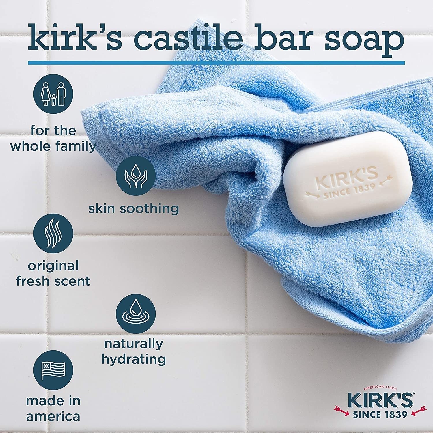 Kirks Natural Original Castile Soap, 4 Ounce – 12 per case.