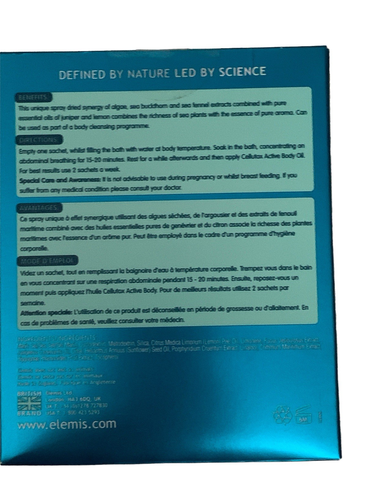 Elemis Cellutox Herbal Bath Synergy Cellulite 300 g / 10.6 oz 10 Sachets New
