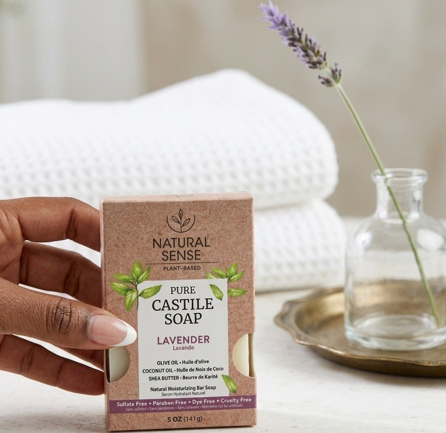 Natural Sense Pure Castile Soap Bar Lavender 5 oz Plant-Based Cruelty-Free