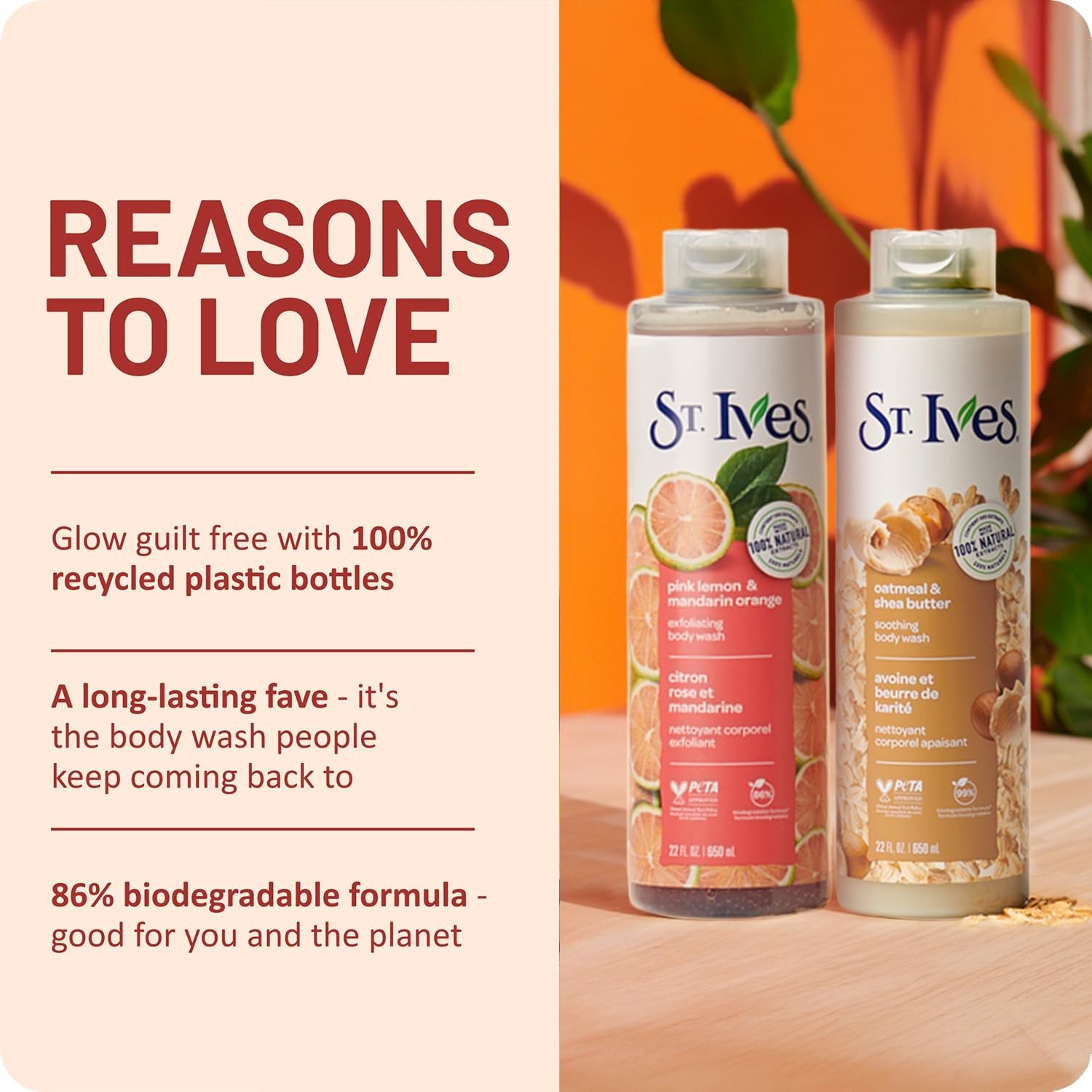 St. Ives Body Wash Variety 2-Pack – Soothing Oatmeal & Shea Butter + Exfol