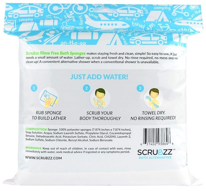 Scrubzz Disposable No Rinse Bathing Wipes – 25 Pack – All-In-1 Single Use Shower