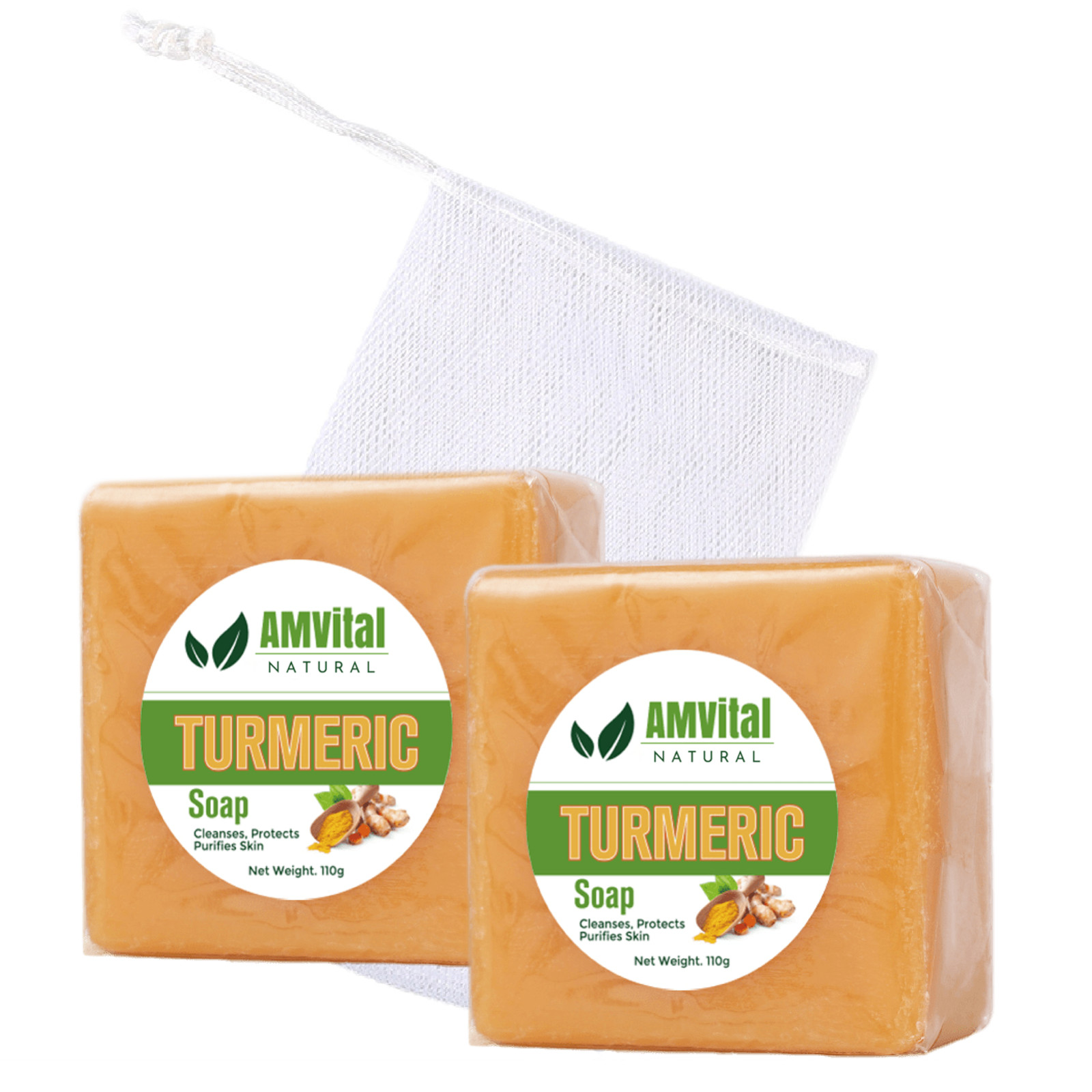 AMVital Turmeric Soap Bar for Face & Body-Acne, Dark Spots, Smooth Skin, Natural