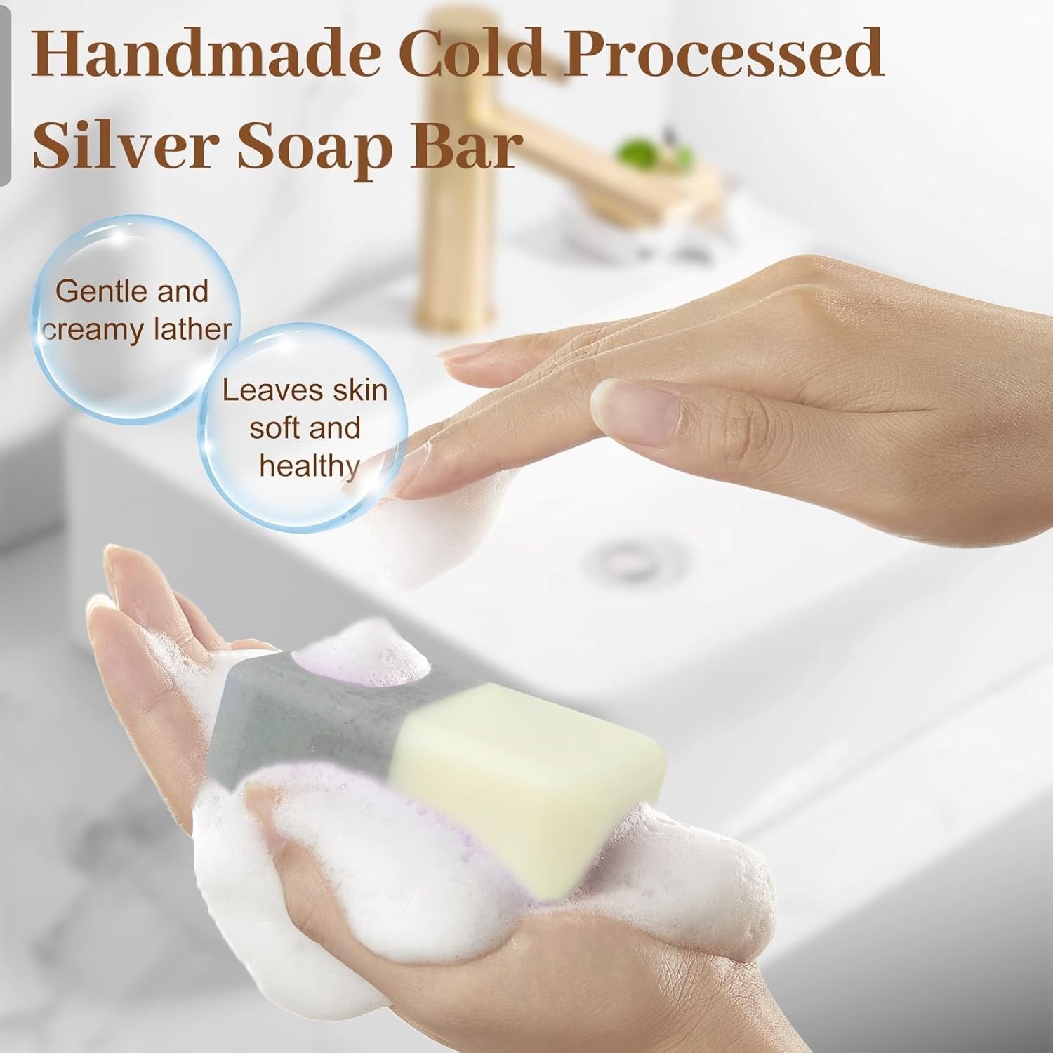 3 Pack Unscented Colloidal Silver Soap Bar – Moisturizing Cleanser for Body Odor