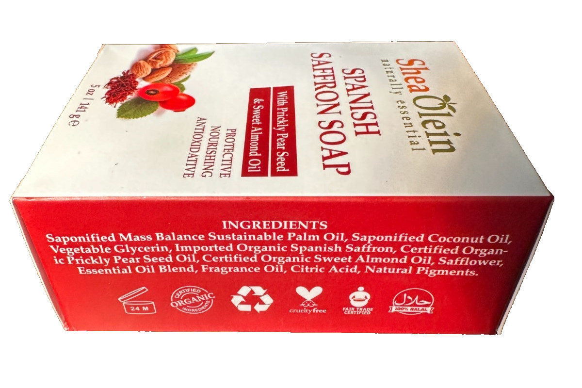Shea Olein Spanish Saffron Soap with Prickly Pear Seed & Sweet Almond Oil 6 bars