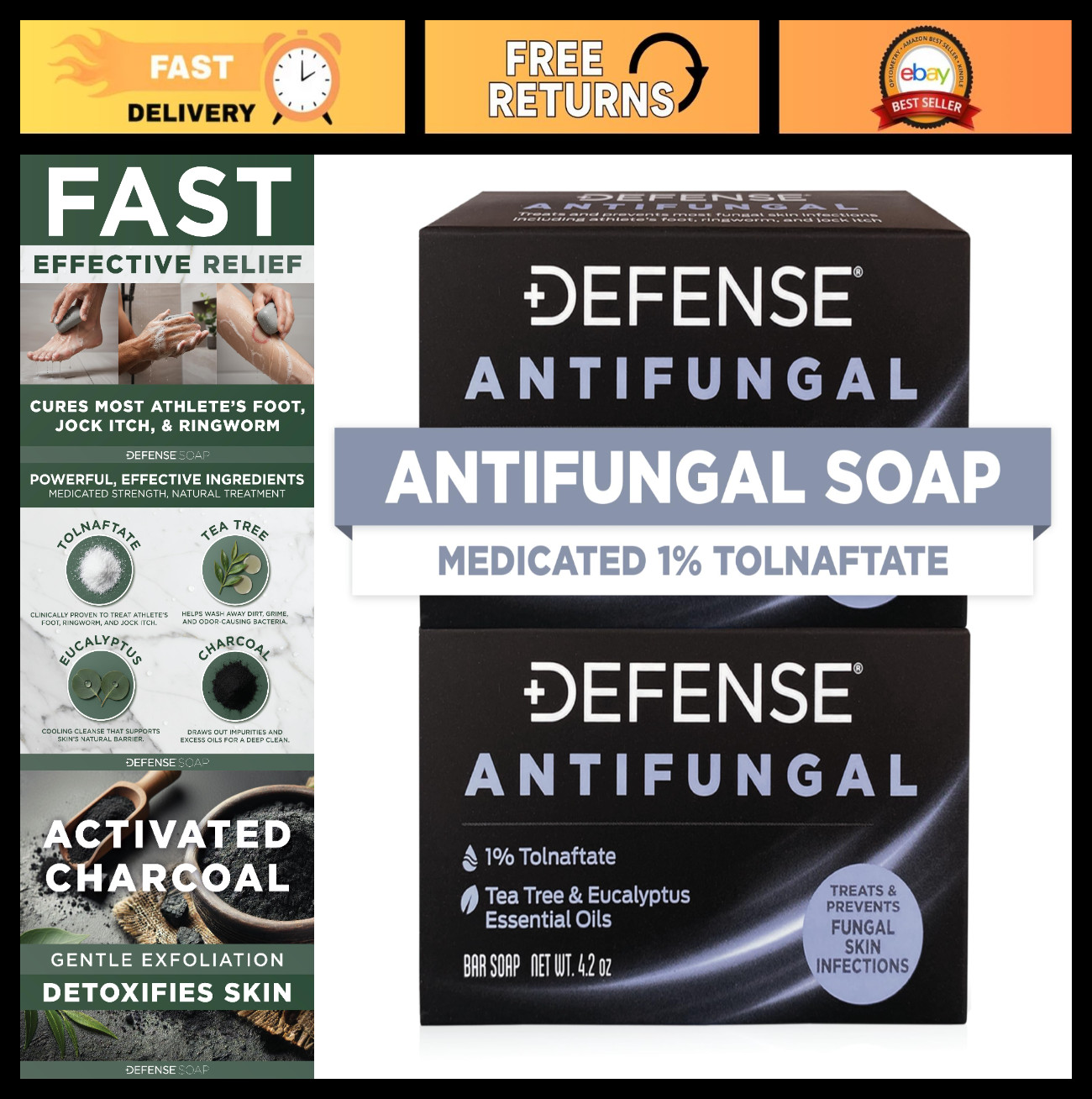 Antifungal Bar Soap 2-Pack | Treat Jock Itch, Ringworm, Athlete’s Foot & Skin Fu