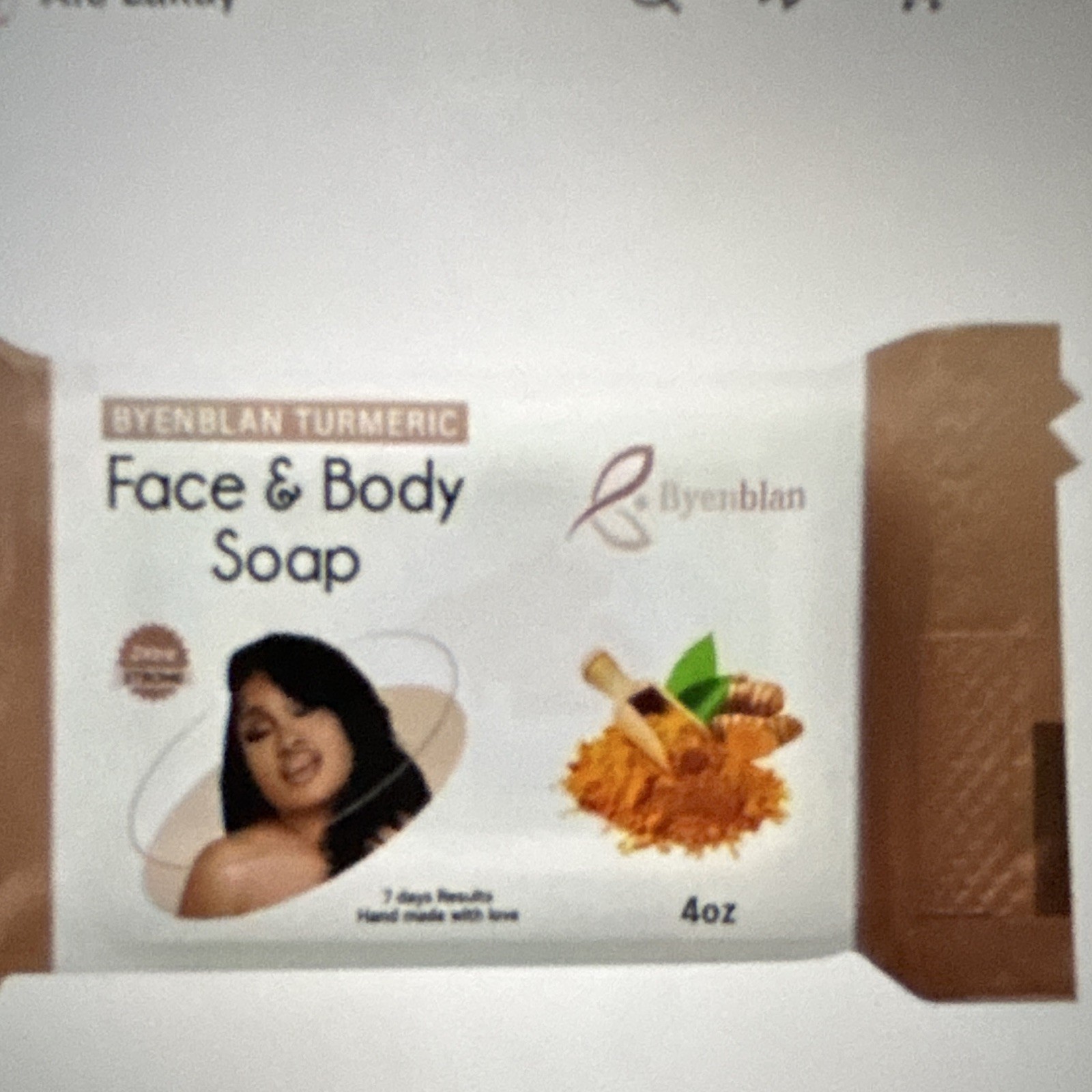 Byenblan Handmade Turmeric Face & Body Soap Bar, Brown, 4 oz