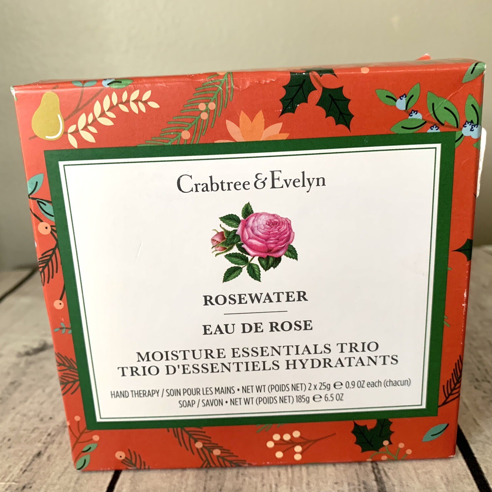 New CRABTREE & EVELYN Rosewater Trio – Soap 6.5 oz + 2 Hand Cream (0.9 oz each)