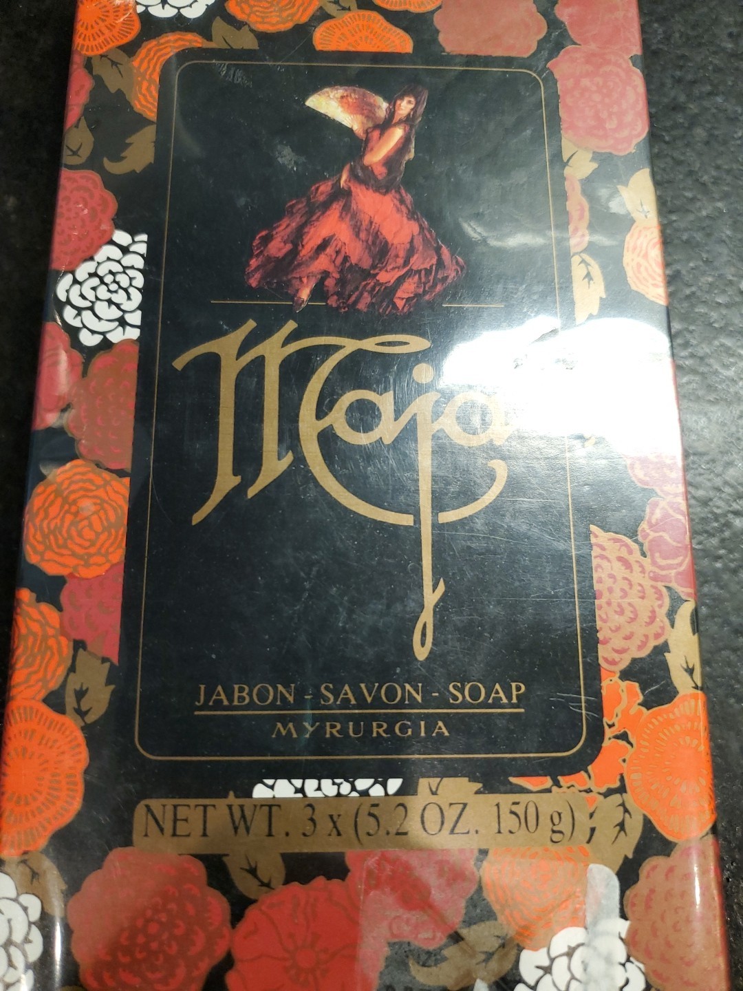 Exquisite Vintage Unused Myrurgia Spain Maja Jabon Soap 3 Bars In Box Early Box