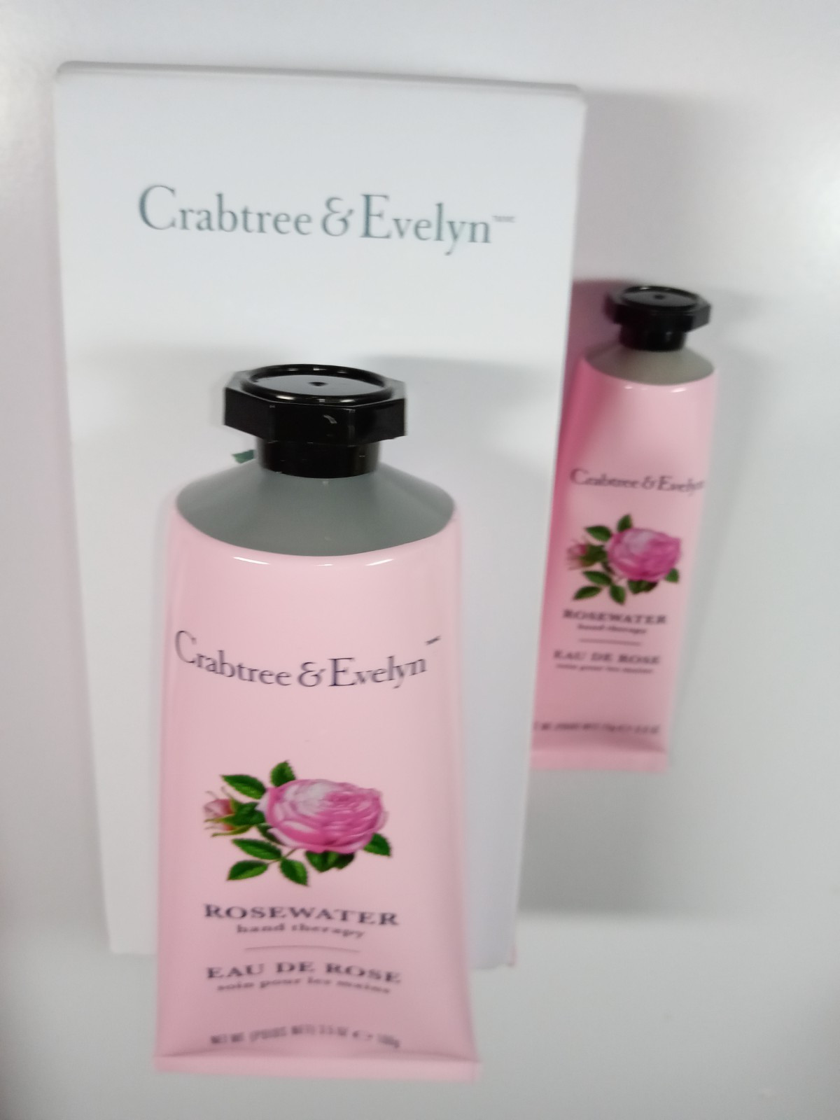 Crabtree & Evelyn Lot of 2 Rosewater Hand Therapy 100g/3.5oz & 25g/0.9oz