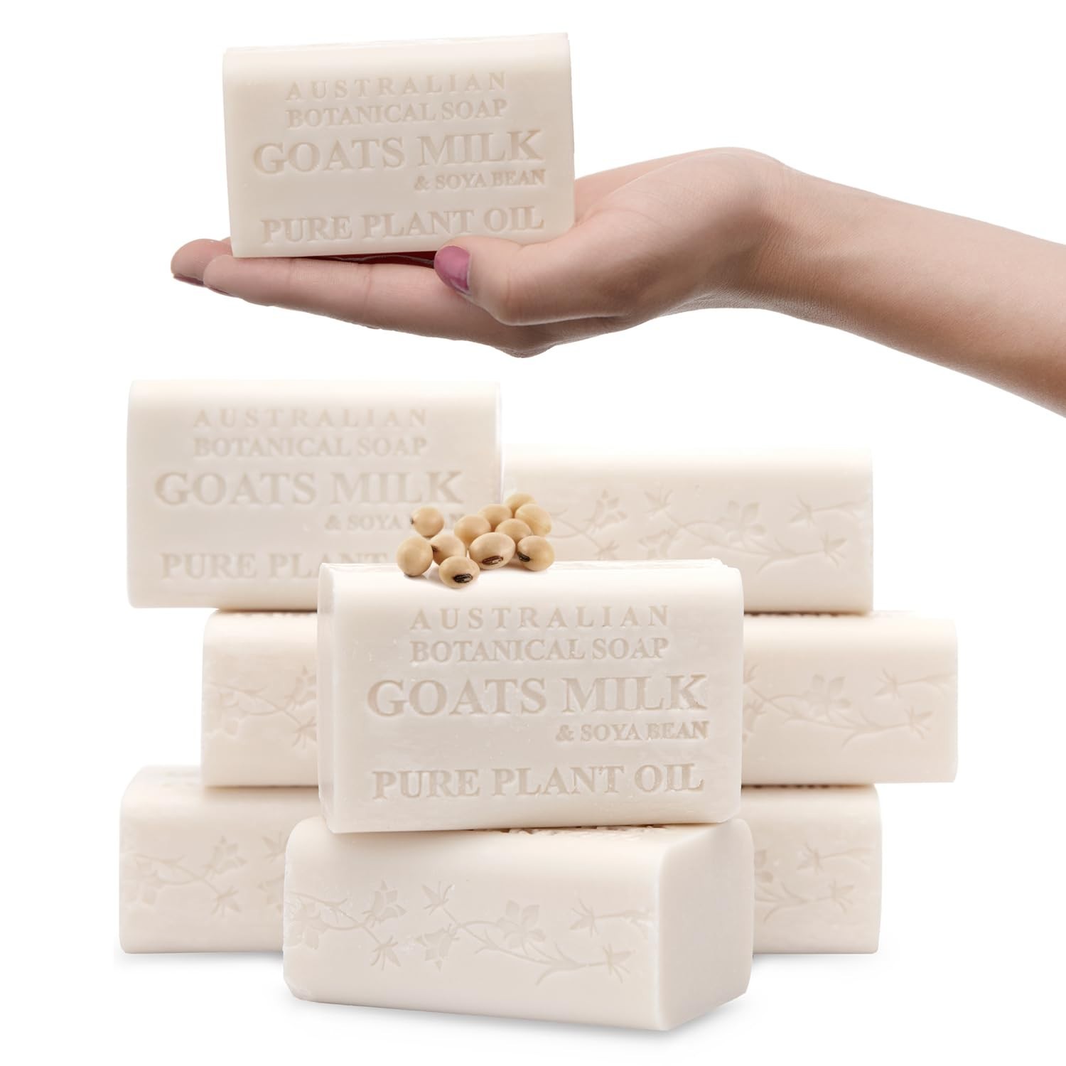6.6 OZ, Pack of 8, Goat Milk Soap Bars with Soya Bean Oil, Enriched with Orga…