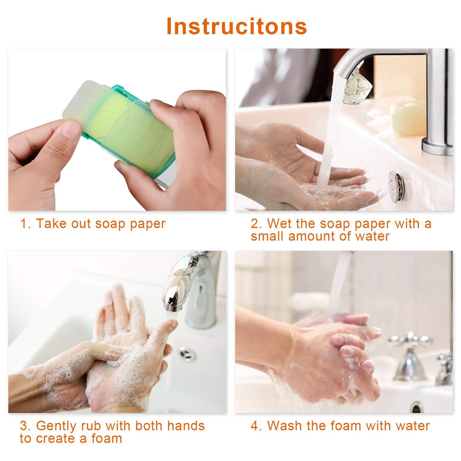 2 Boxes 100 Sheets Hand Washing Soap Sheets For Outdoor Travel Portable Camping