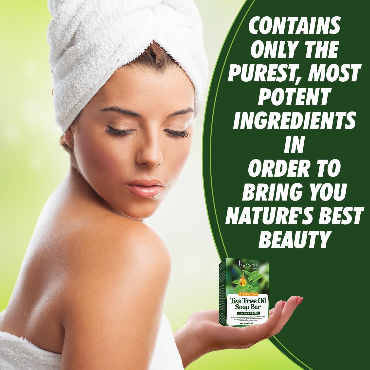 Herblov Tea Tree Oil Soap Bar for Face & Body, 4oz –All Natural Remedy Skin Clea