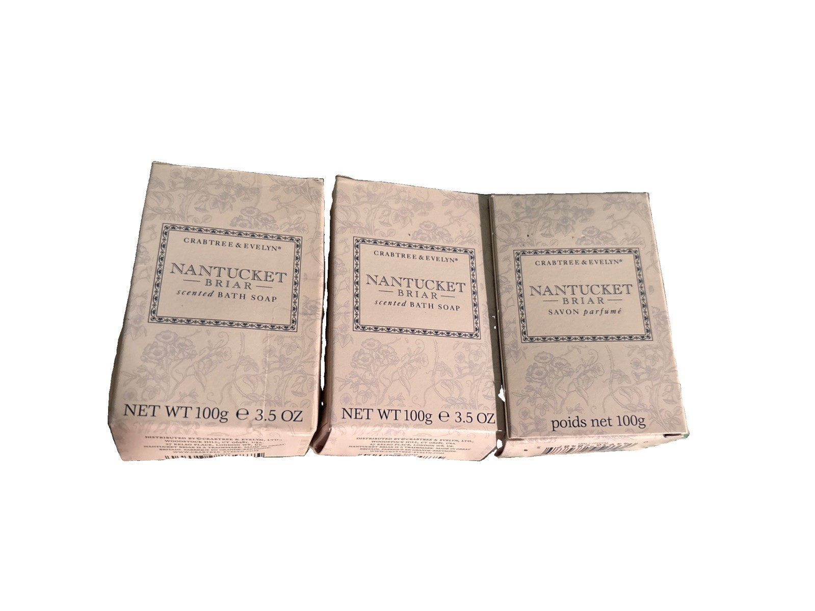 Crabtree & Evelyn NANTUCKET BRIAR Triple Milled Soap Bar Set of 3 – 3x 3.5oz