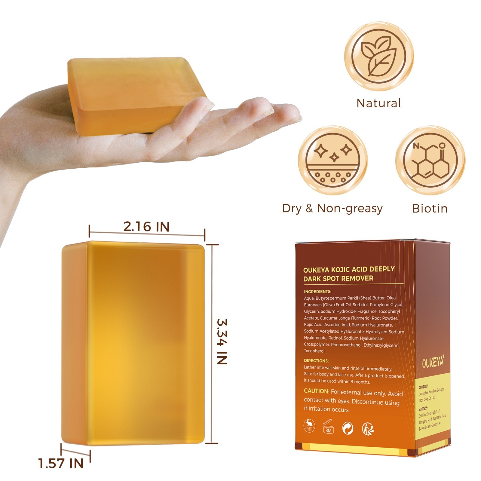 OUKEYA Turmeric Soap Bar For Dark Spot Remover with Retinol,Vitamin C,Kojic Acid
