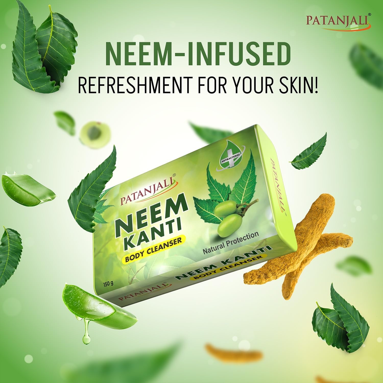 Patanjali Neem Kanti Herbal Body Cleanser Soap 150g, Pack of 4