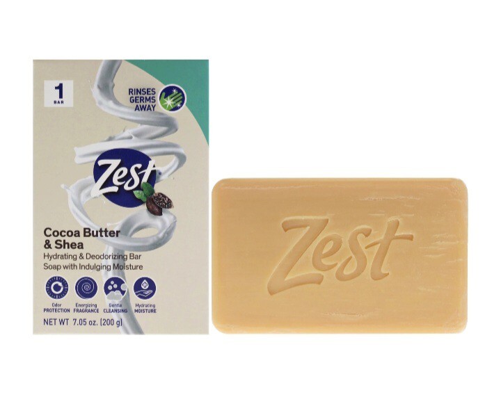 🆕️ ZEST (7.05 Oz.) BAR ●COCOA BUTTER & SHEA● Hydrating & Deodorizing Soap🫧.