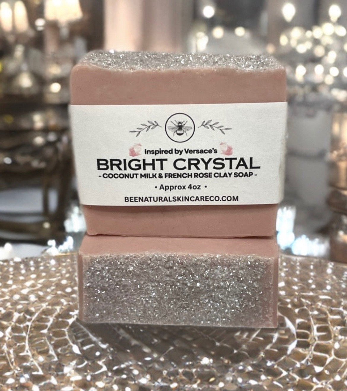Bright Crystal Type Coconut Milk & French Rose Clay Perfume Soap 4oz