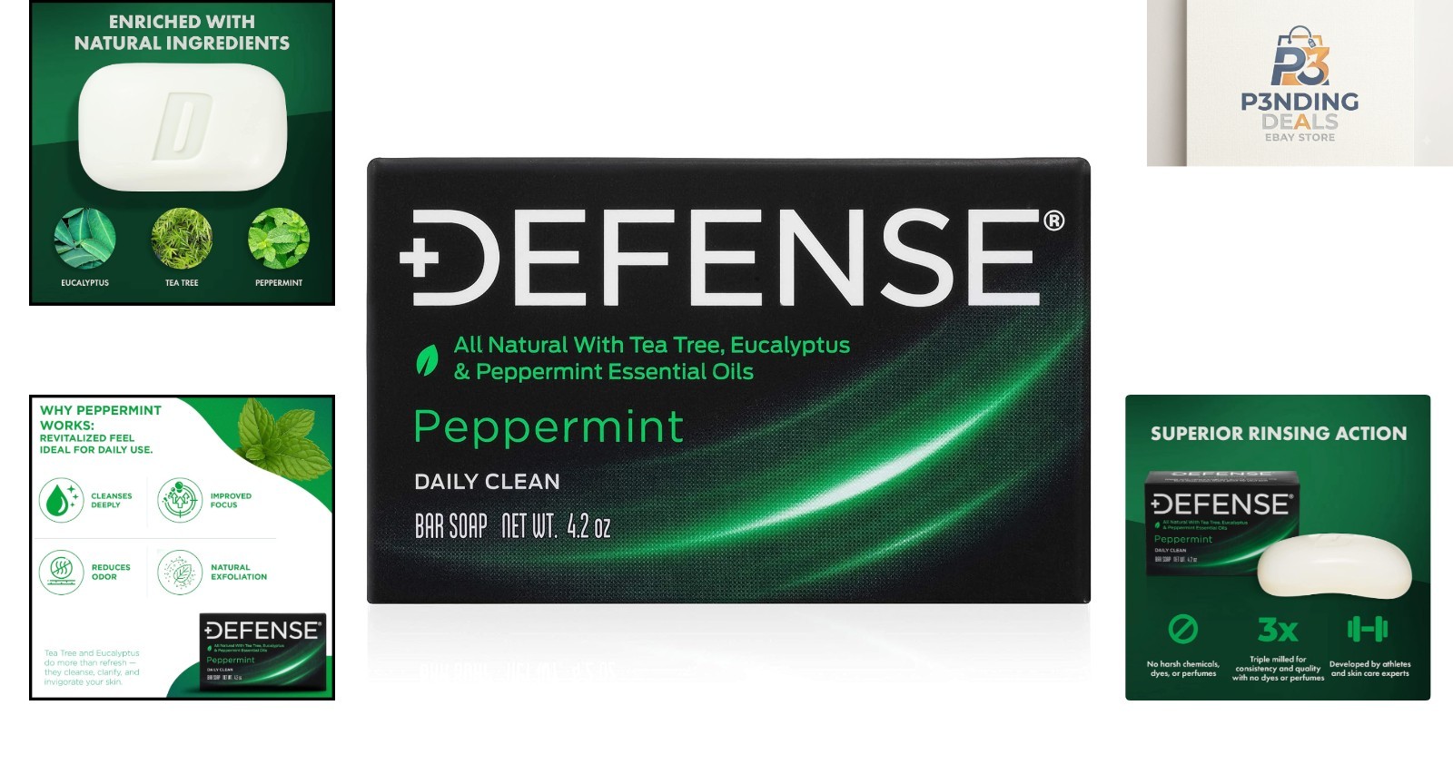 Men’s Hypoallergenic Peppermint Bar Soap – Tea Tree Oil for Sensitive Skin