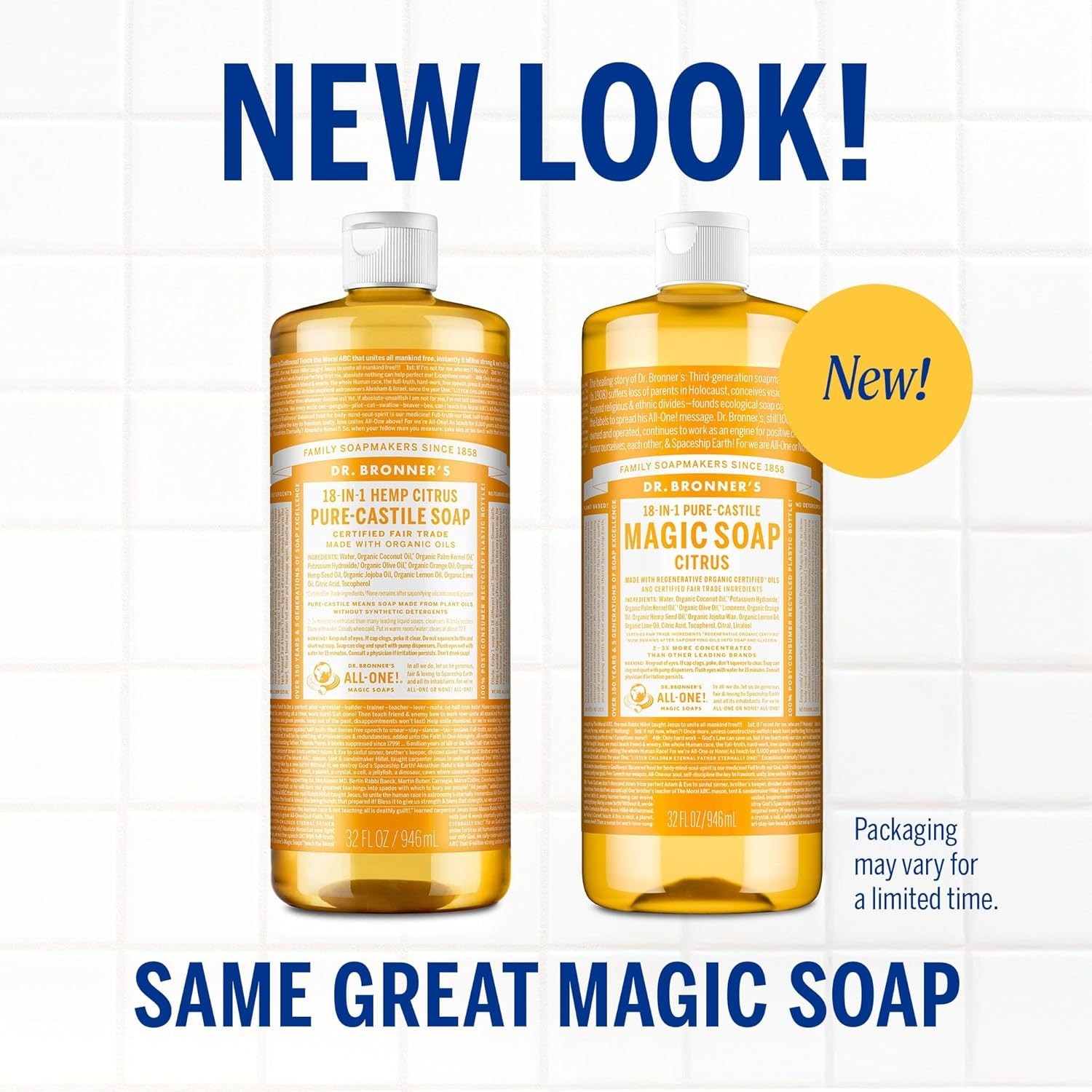 Eco-Friendly 32oz Pure-Castile Citrus Soap – Concentrated 18-in-1 Cleaner