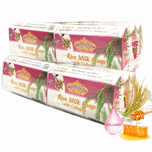 12X Asantee Rice Milk Collagen Body Soap Lightening Skin Thai 125g