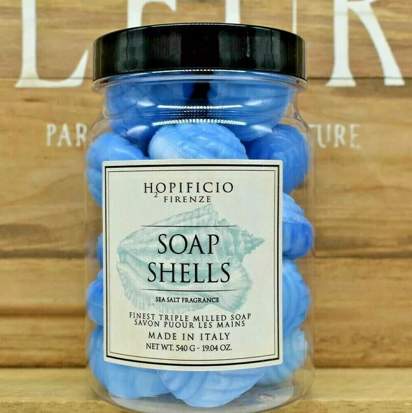 HOPIFICIO Firenze Triple Milled Aqua Blue Colored Soap Shells Sea Salt Scent