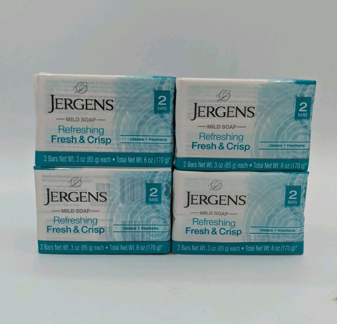 (4) Jergens Refreshing Fresh & Crisp 2ct Mild Soap Bars (8 BARS TOTAL)