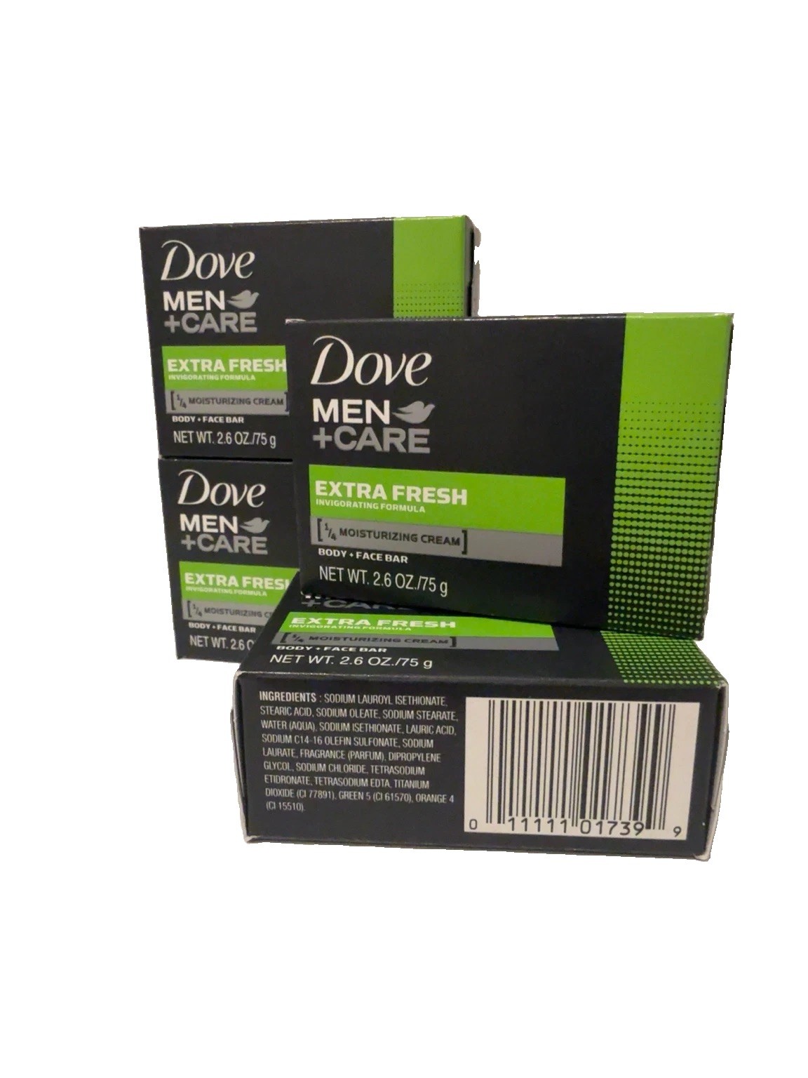 Dove Men+Care Extra Fresh Body Face Bar Soap 2.6 oz (75g) NEW Pack of 4