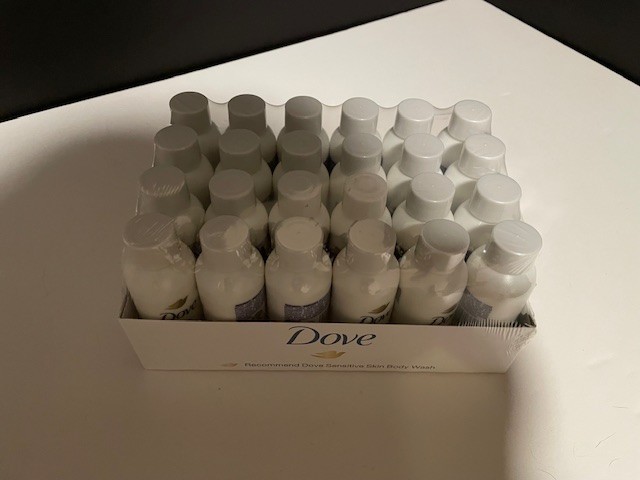 Set: Dove Body Wash Travel size (24) NIB & Dove Skin Bars Travel size (30) NIB