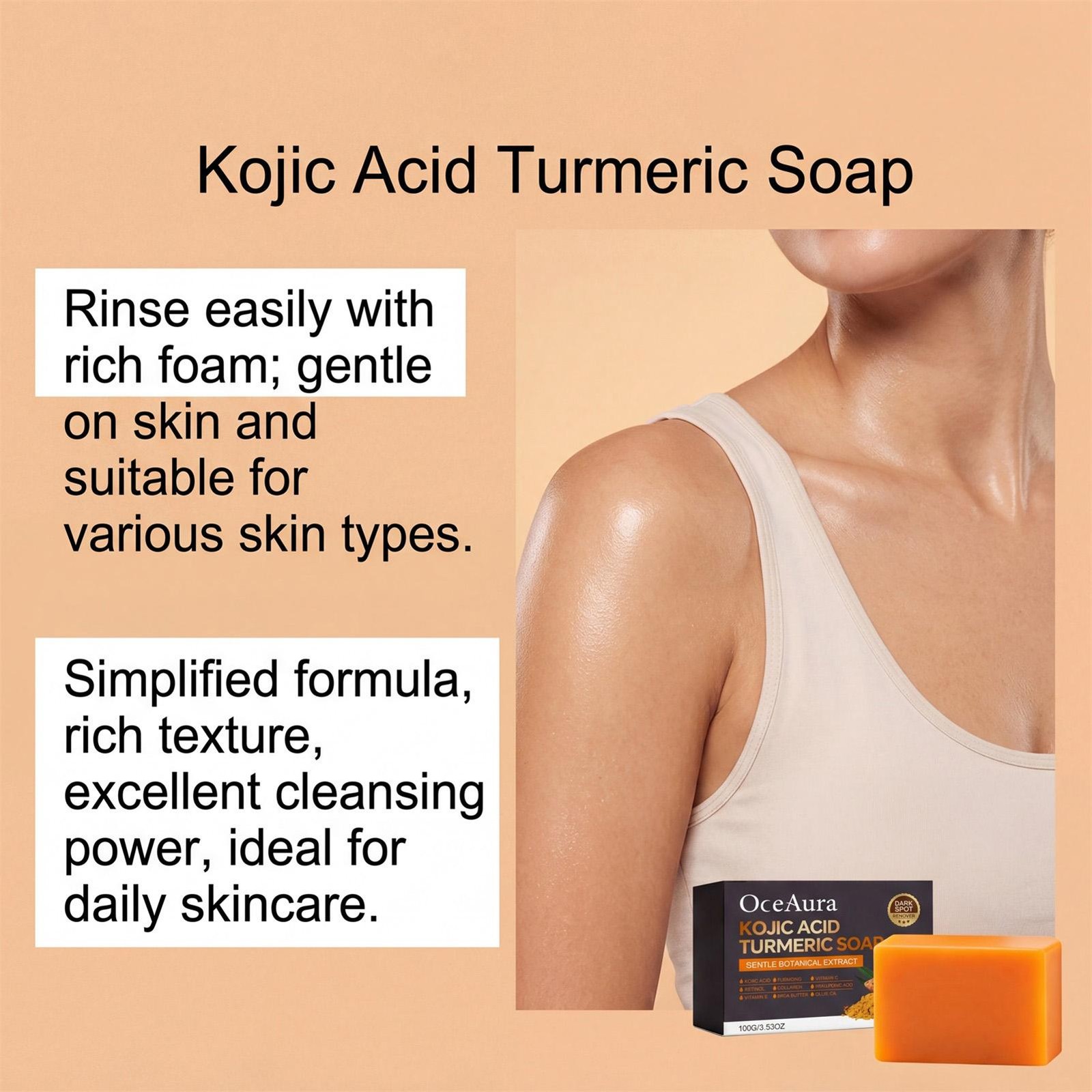 Kojic Acid Turmeric Soap Face And Body Cleanser Soap Gentle Cleansing Refreshing