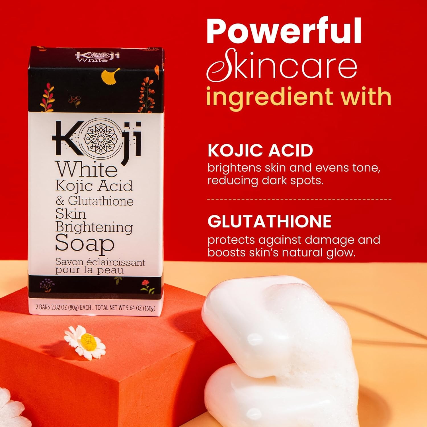 Kojic Acid & Glutathione Skin Brightening Body & Face Exfoliating Soap Bar