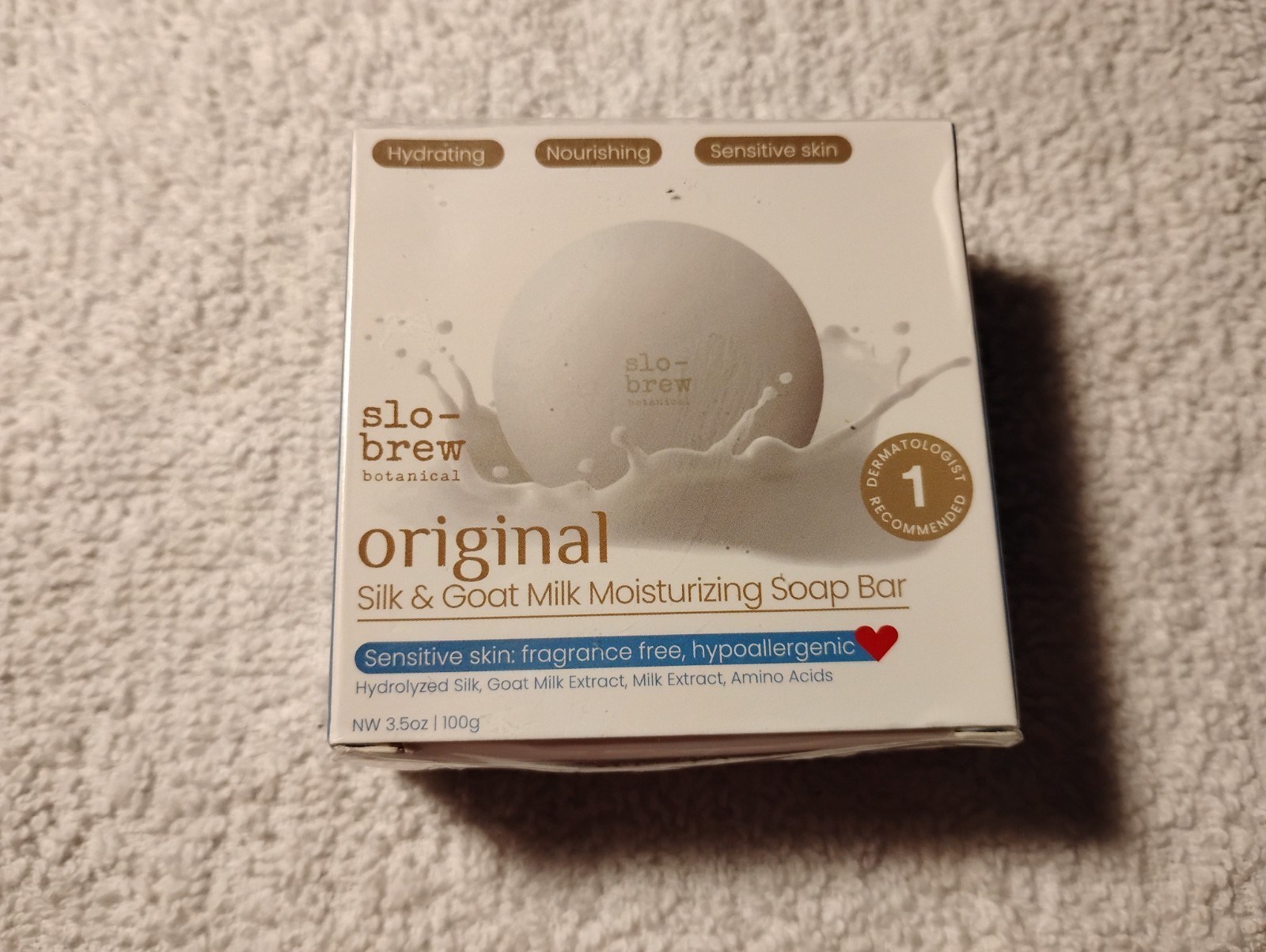 slo-brew original silk & goat milk moisturizing soap bar 3.5 oz (100 g)