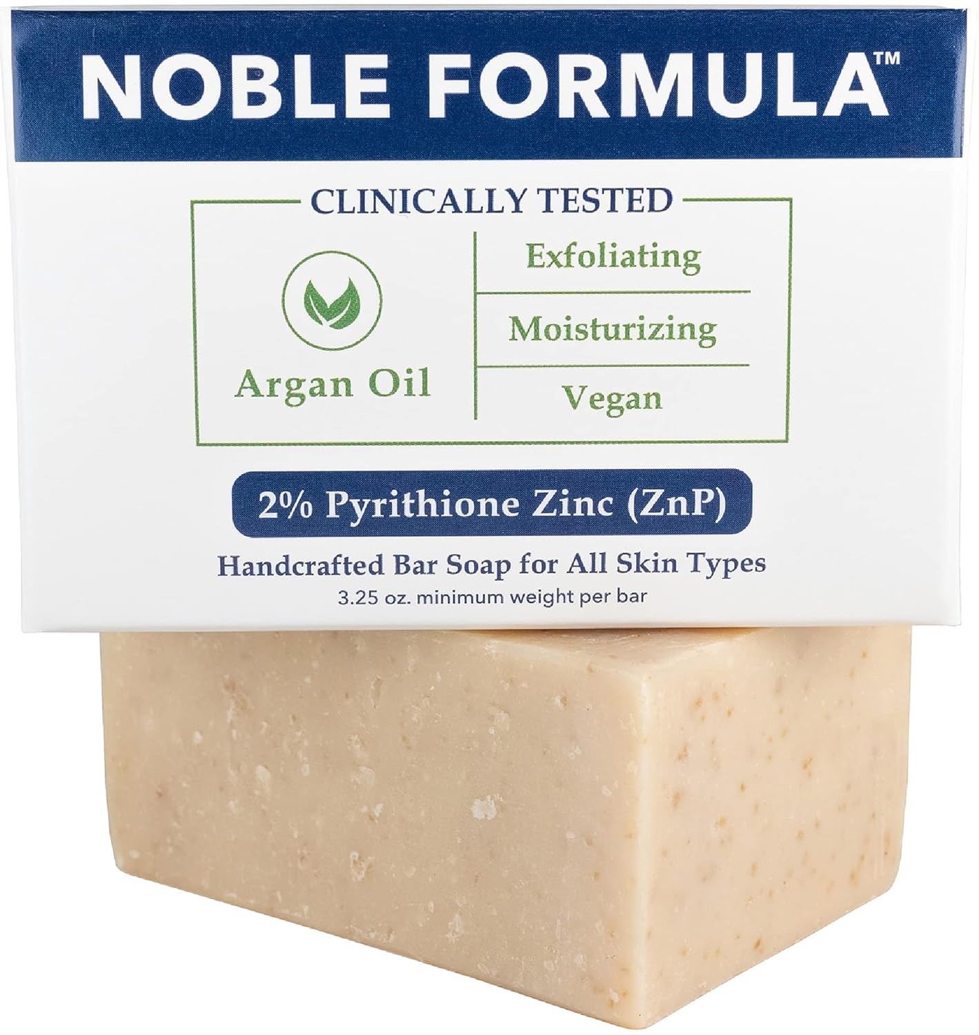 Gentle Unscented Zinc Bar Soap with Olive and Argan Oils for All Skin Types
