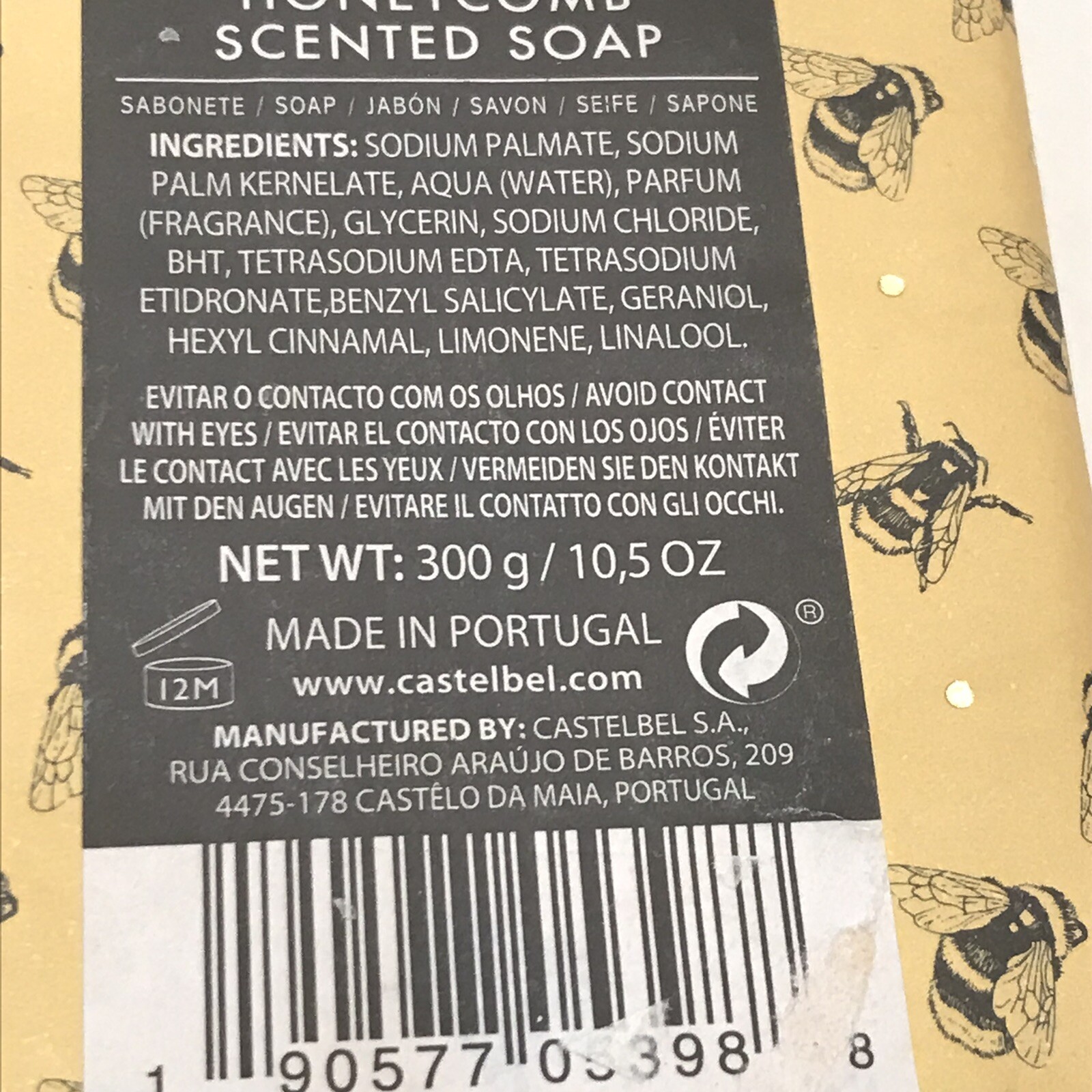 Castelbel Porto Honey Comb Honeycomb Scented Soap Bar 10.5 oz