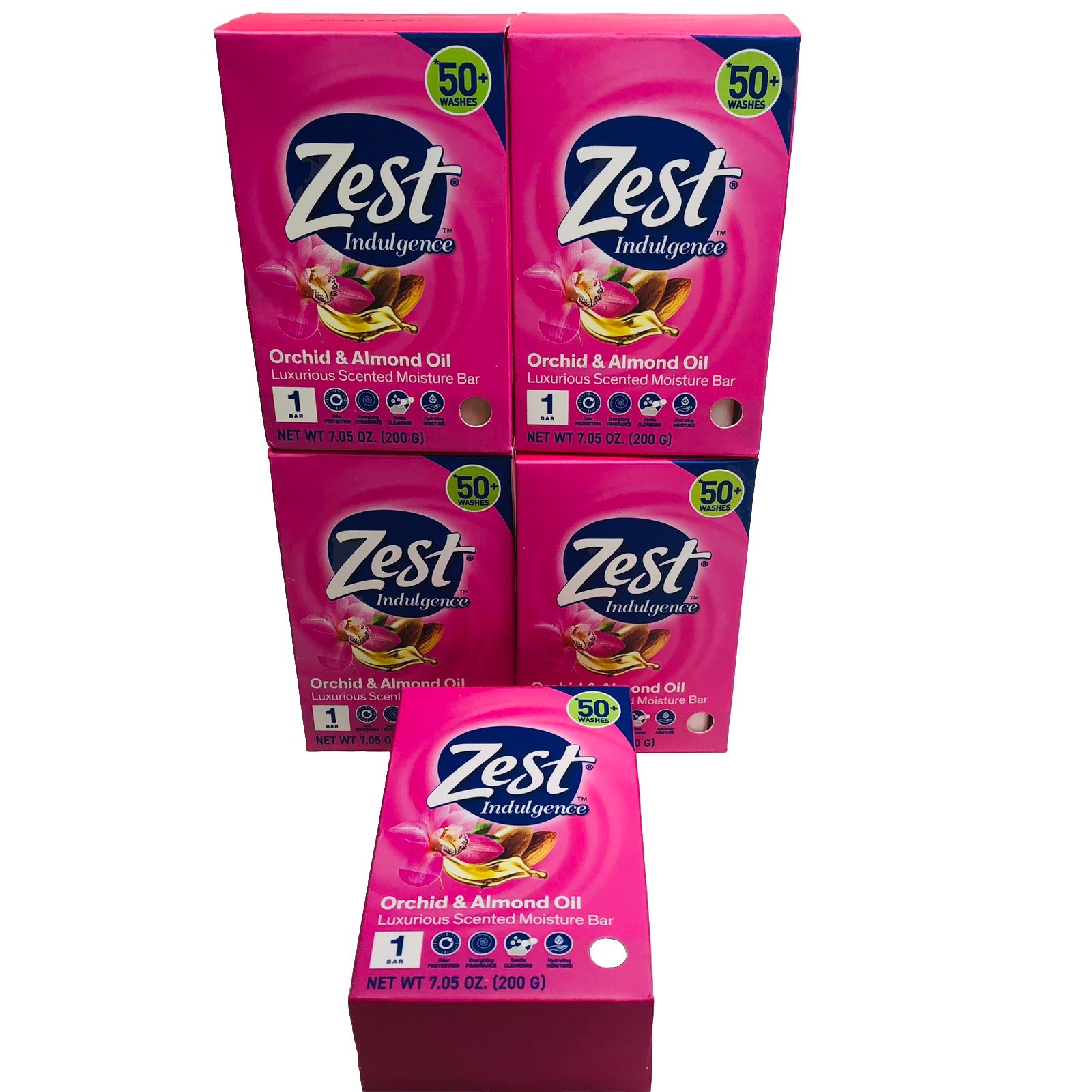 5 ZEST Bar Soap Moisturizing Lush Orchid & Almond Oil Large Bars 7.05oz