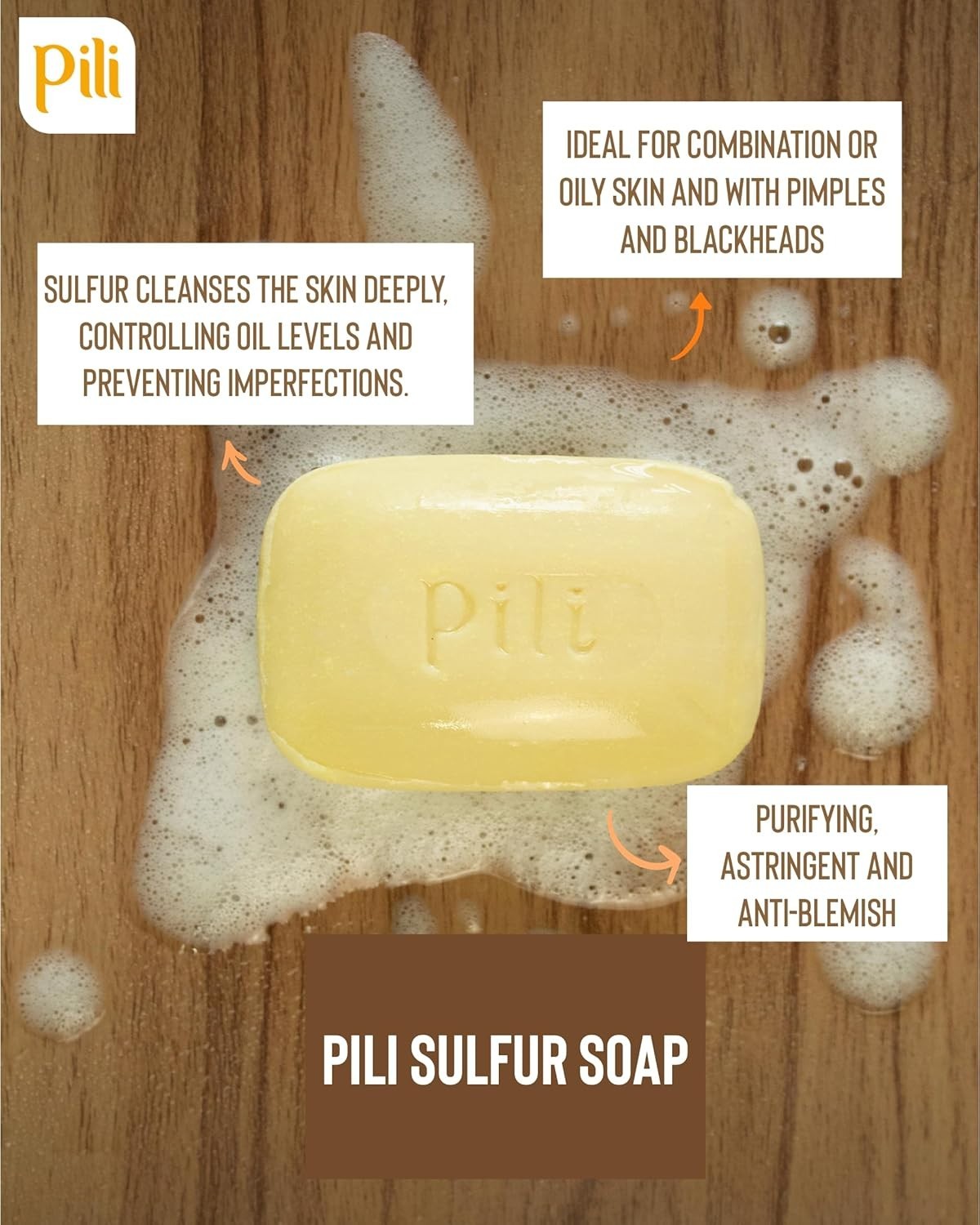 Pili Natural Sulfur Soap Bars (3 Pack) Jabón de azufre – Deep Cleansing and Oil